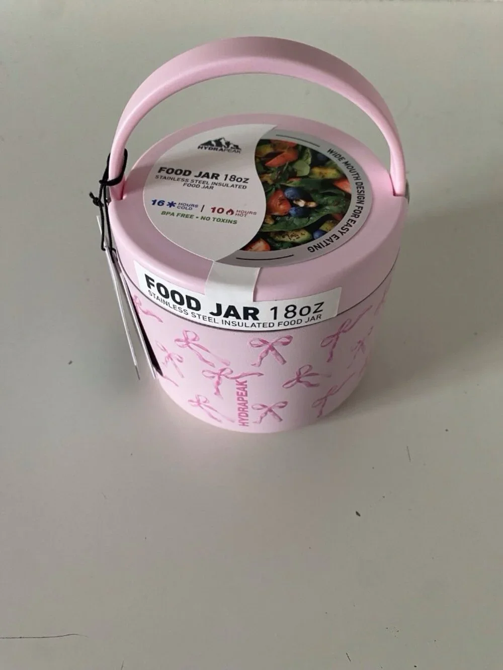 Hydrapeak Insulated Food Jar 18 Oz Pink Bows Coquette Stainless Steel BPA Free